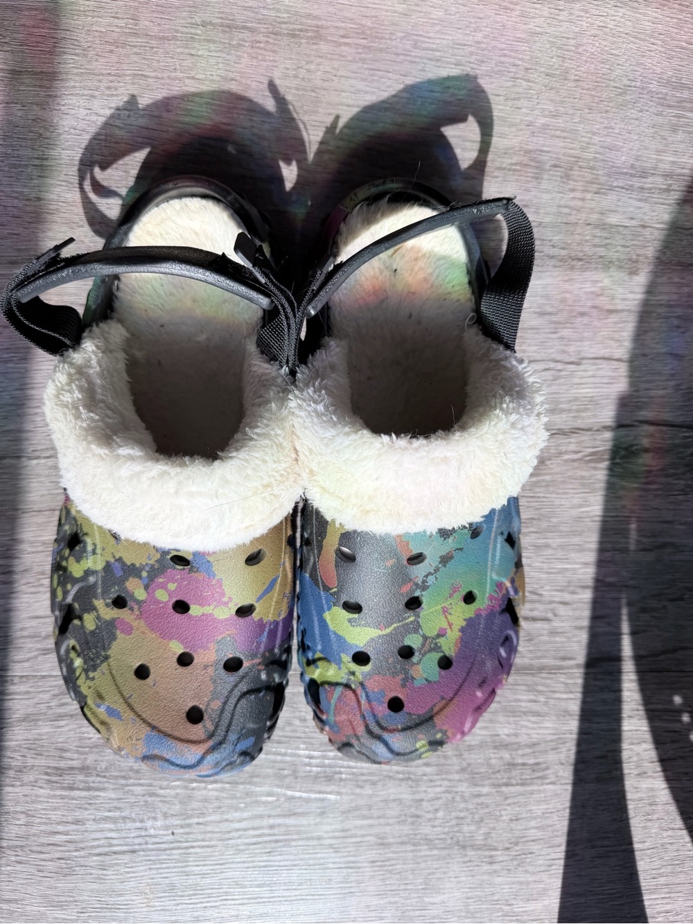 Women’s Multicolor Faux-Fur Lined Shirt Slip-On Clogs